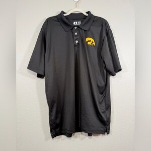 Russell University of Iowa Hawkeyes Shirt Polo Black Yellow Football Men XL